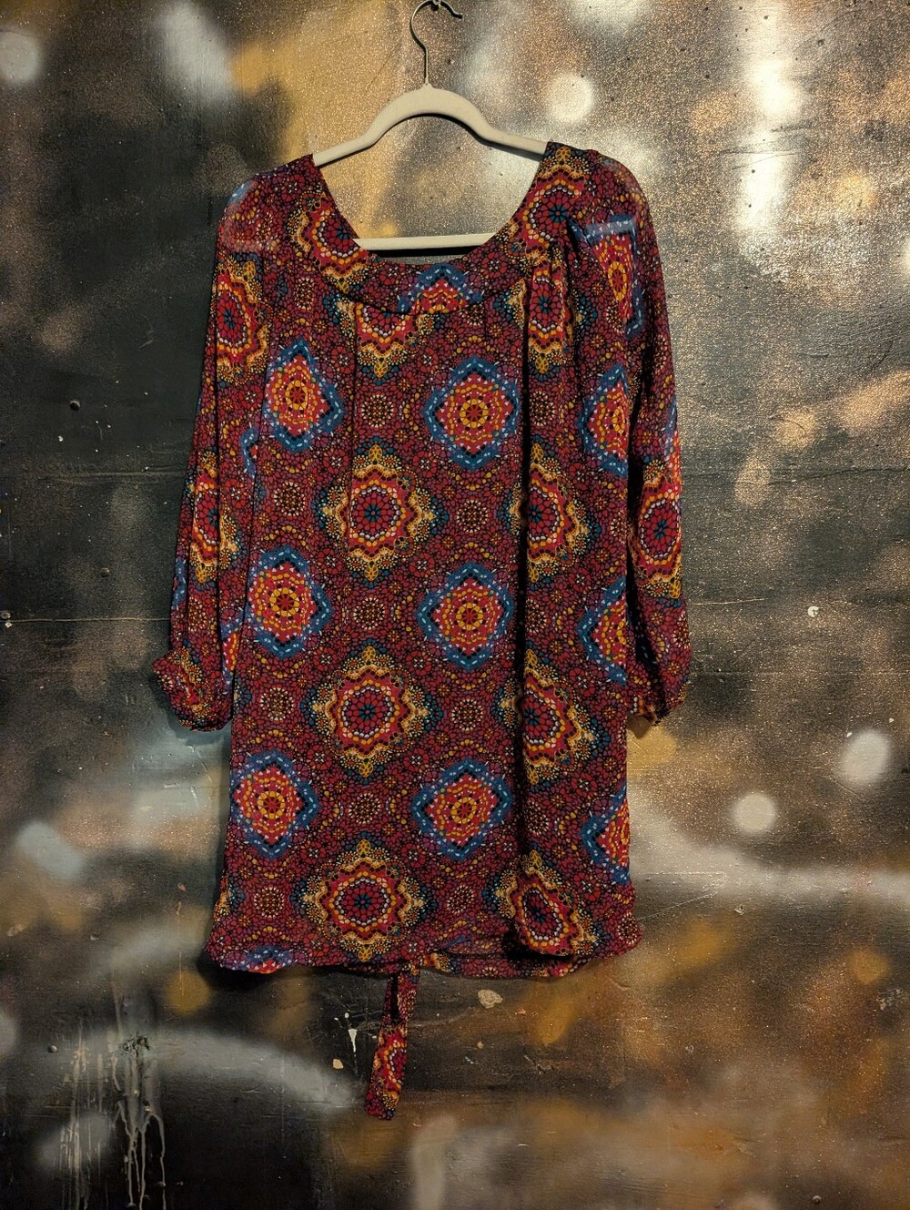 Olsenboye Multicolor Medallion Tunic/ Mini Dress- Red, Blue, Yellow